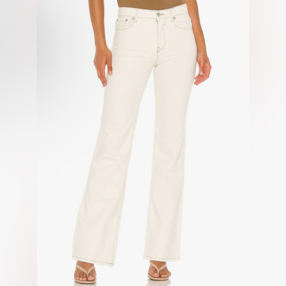 Free People Laurel Canyon High Waist Women's Flare Jeans Cream size 26